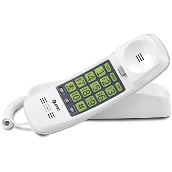 TRIMLINE 213 Corded Home Phone with Extra Big Buttons & Visual Ringer. No AC Power Required, Improved Easy-Wall-Mount, Lighted Keypad, 10 Speed Dial Keys, Volume Control, Senior Friendly. White