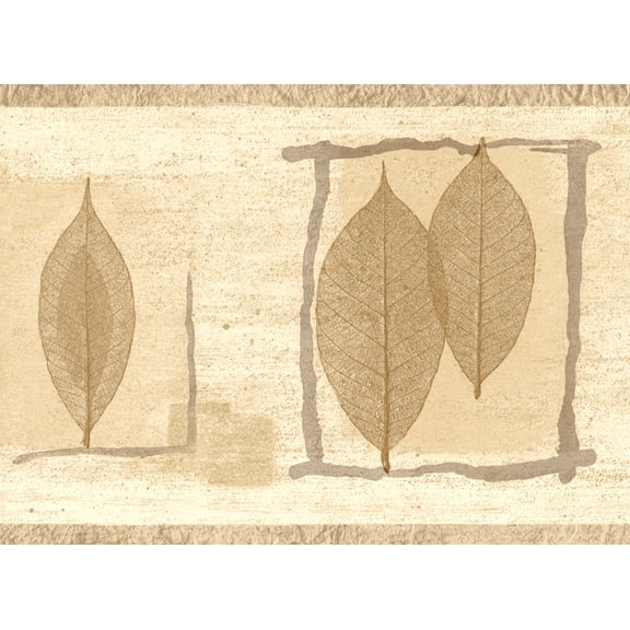 TRIMZ, Botanical Leaves, Wallpaper Border, Pre-pasted, 15 ft L x 6.87 in W, Brown