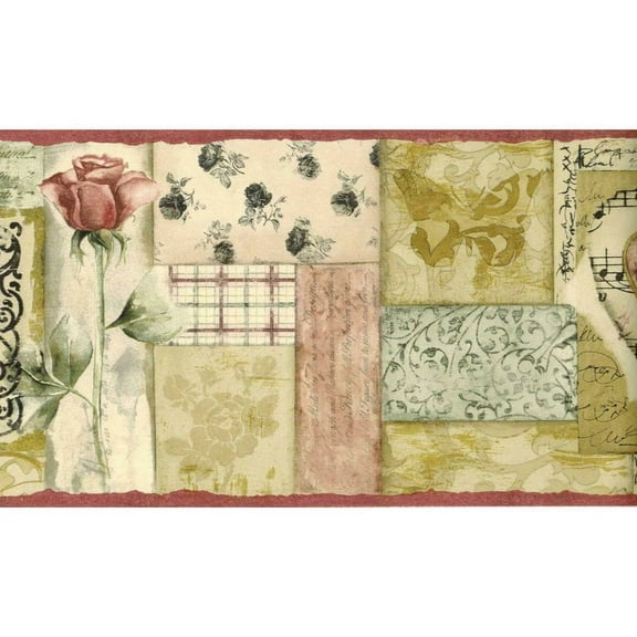 TRIMZ Floral Eclectic Roses Wallpaper Border, Artistic Medley Pre-pasted Wall Decor, Length 15 ft