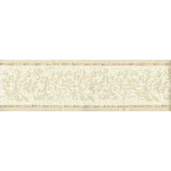 TRIMZ Leaf Scroll Wallpaper Border - Architectural Design - Beige 15' L x 9.7" W
