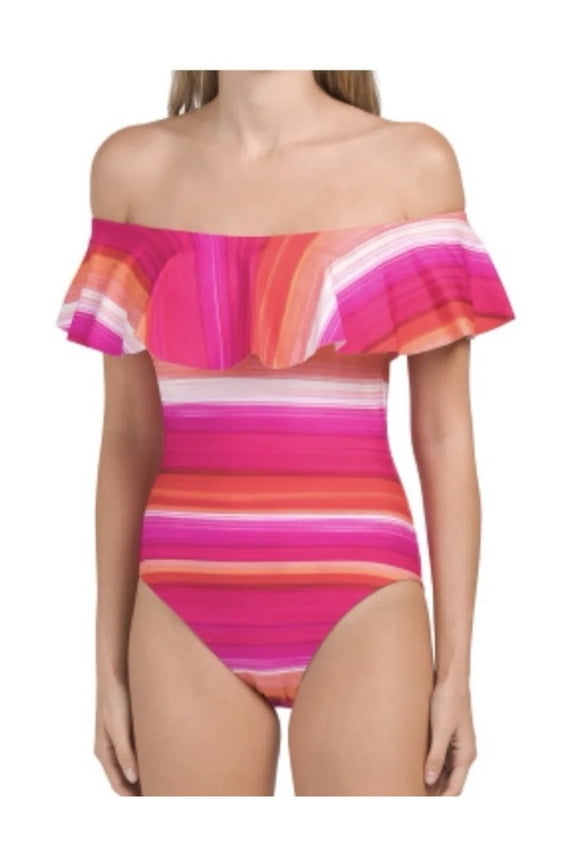 SOLTICE OFF- THE- SHOULDER RUFFLE ONE-PIECE SIZE 10