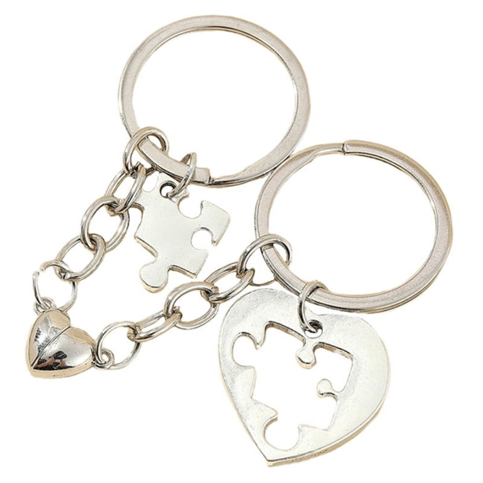 TRINGKY 1 Pair Matching Keychain Set Map Puzzle Key Rings Sweet Couple ...