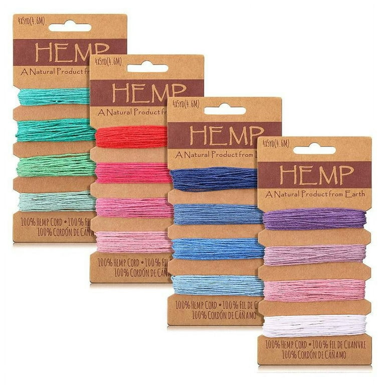 TRINGKY 16 Colors Waxed Hemp Cord 1mm 4 Cards Flax String Colored