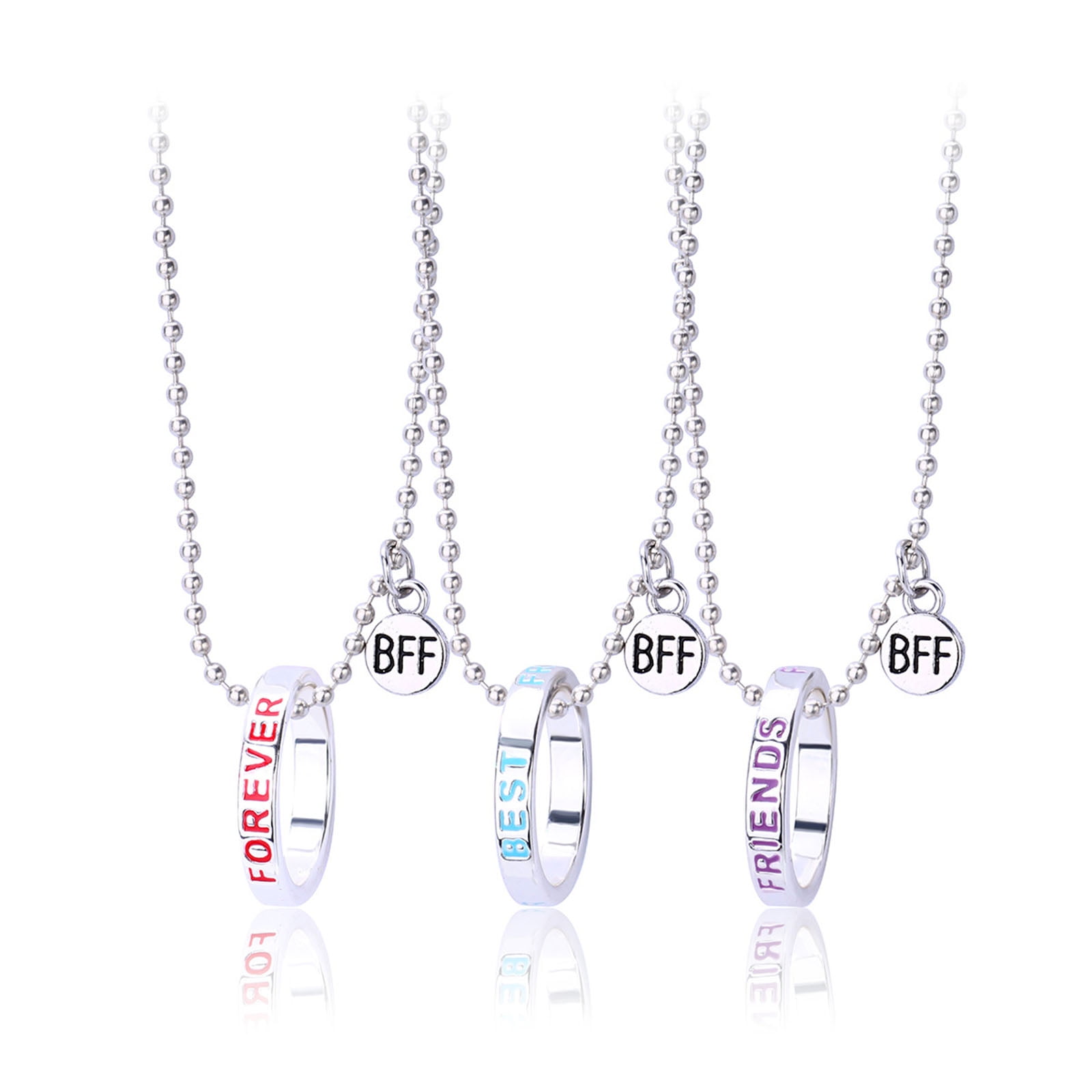 TRINGKY 3-piece Set Ring Necklace Dual Use BFF Friends Ring