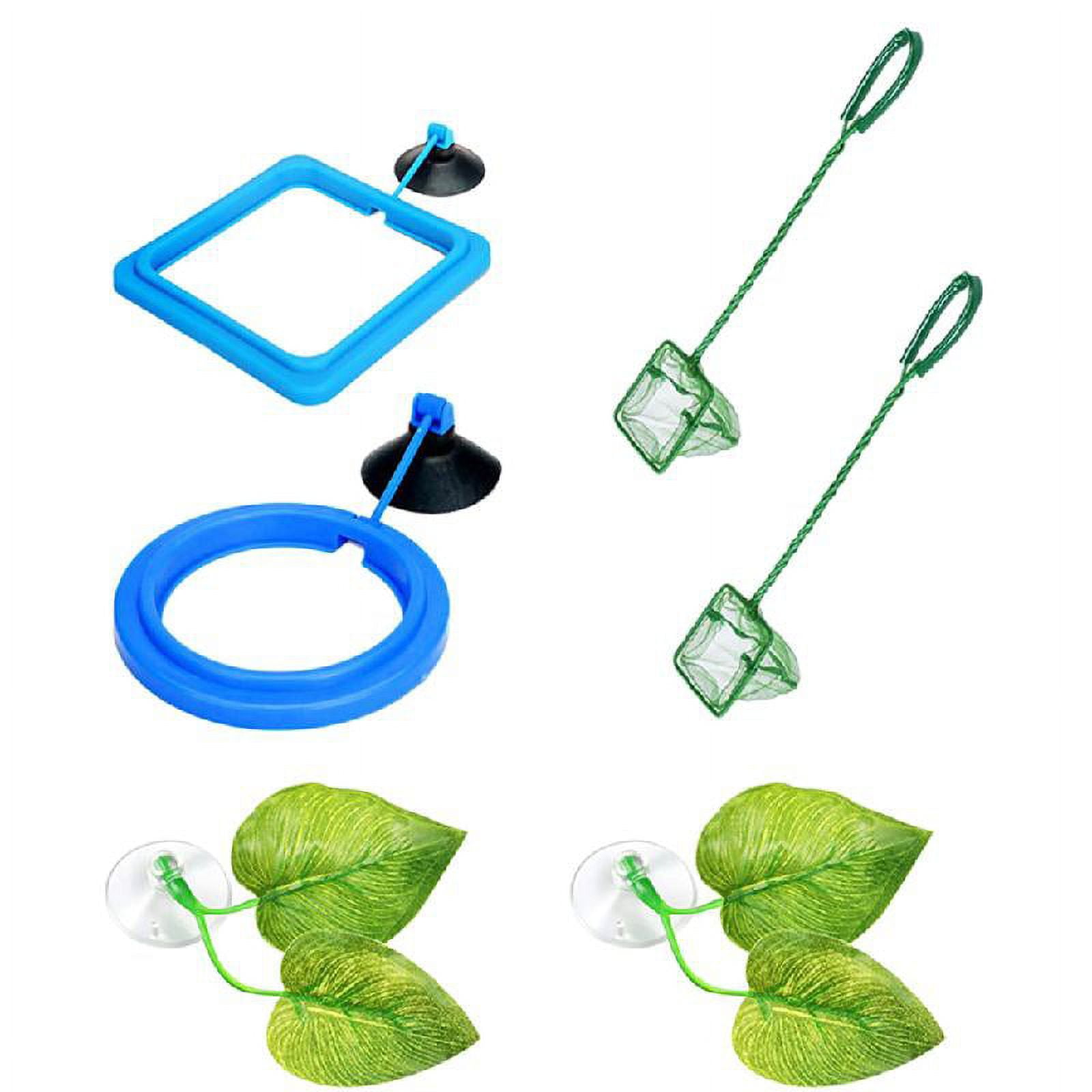 TRINGKY 6 Pack Aquarium Feeder Fish Feeding Ring Floating Food Circle Betta  Fish Leaf Suction Cup Fishing Net Easy to Install 