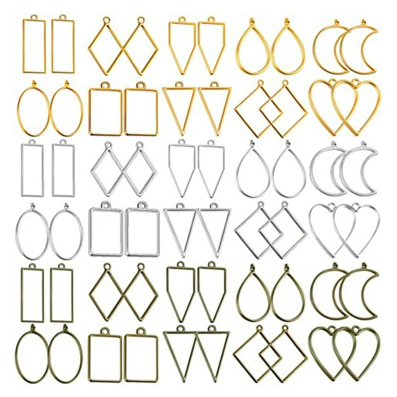 TRINGKY 60 Pcs UV Epoxy Hollow Frames Resin Craft Bezels Pendants for Necklaces Earrings Making