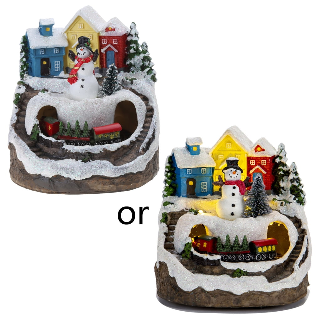 TRINGKY Animated Xmas House Resin Christmas Village House Figurine