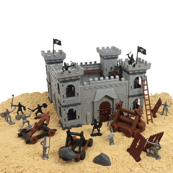 TRINGKY DIY Castle Building the Medieval Times Military Fort Model Kit with Figures Soldier Knight Simulated Siege War of Attack