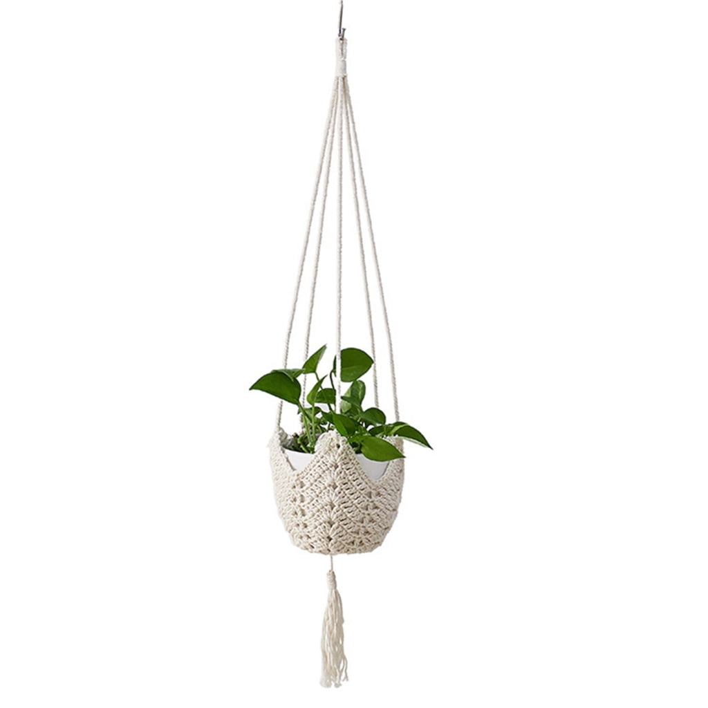 TRINGKY Flower Pots Pocket Hanging Handmade Weave Rope Weaving Outdoor ...