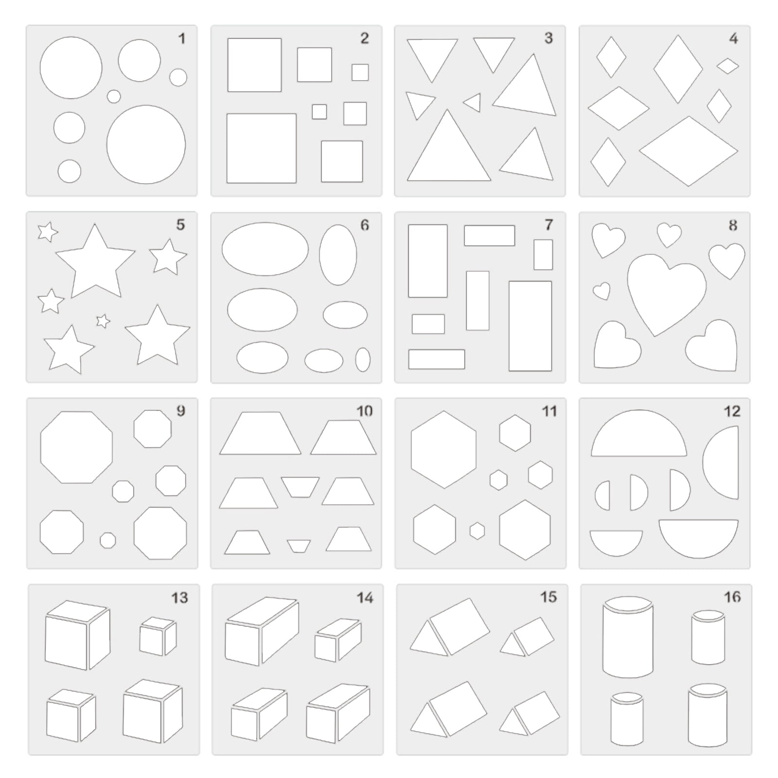 TRINGKY Geometric Shapes Stencils Drawing Templates Gifts Home