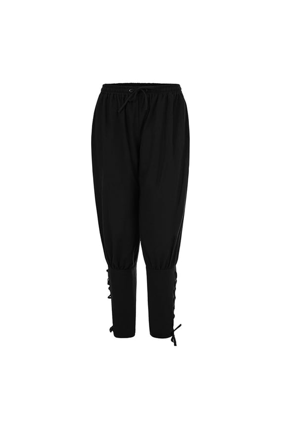 Mens Medieval Renaissance Ankle Pants Pirate Cosplay Costume Banded Trousers