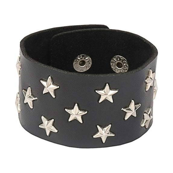 TRINGKY Spikes Rivets Studded Cuff Wrap PU Leather Punk Gothic Rock Unisex Star Bracelet