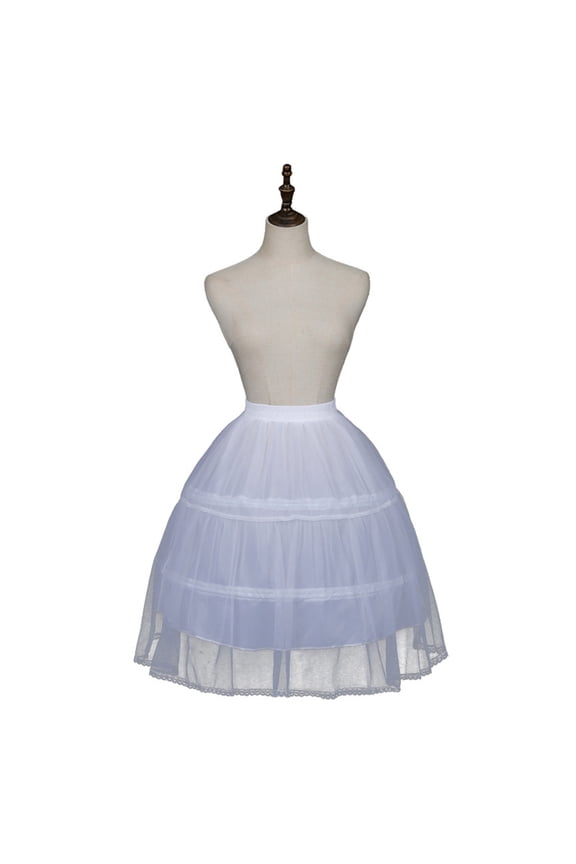 Women Crinoline Petticoat White Hoop Skirt 19.7in Short Ball Gown Half Slips Girls Underskirt for Wedding Bridal Dress