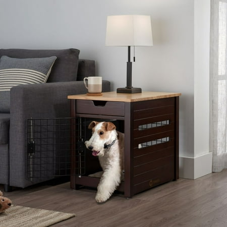 TRINITY 18" Pet Crate End Table w/ Drawer, Espresso Brown
