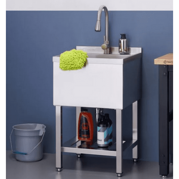 TRINITY 18" x 16" x 13" Stainless Steel Utility Sink with Pull-out Faucet-Model CTHA-0327