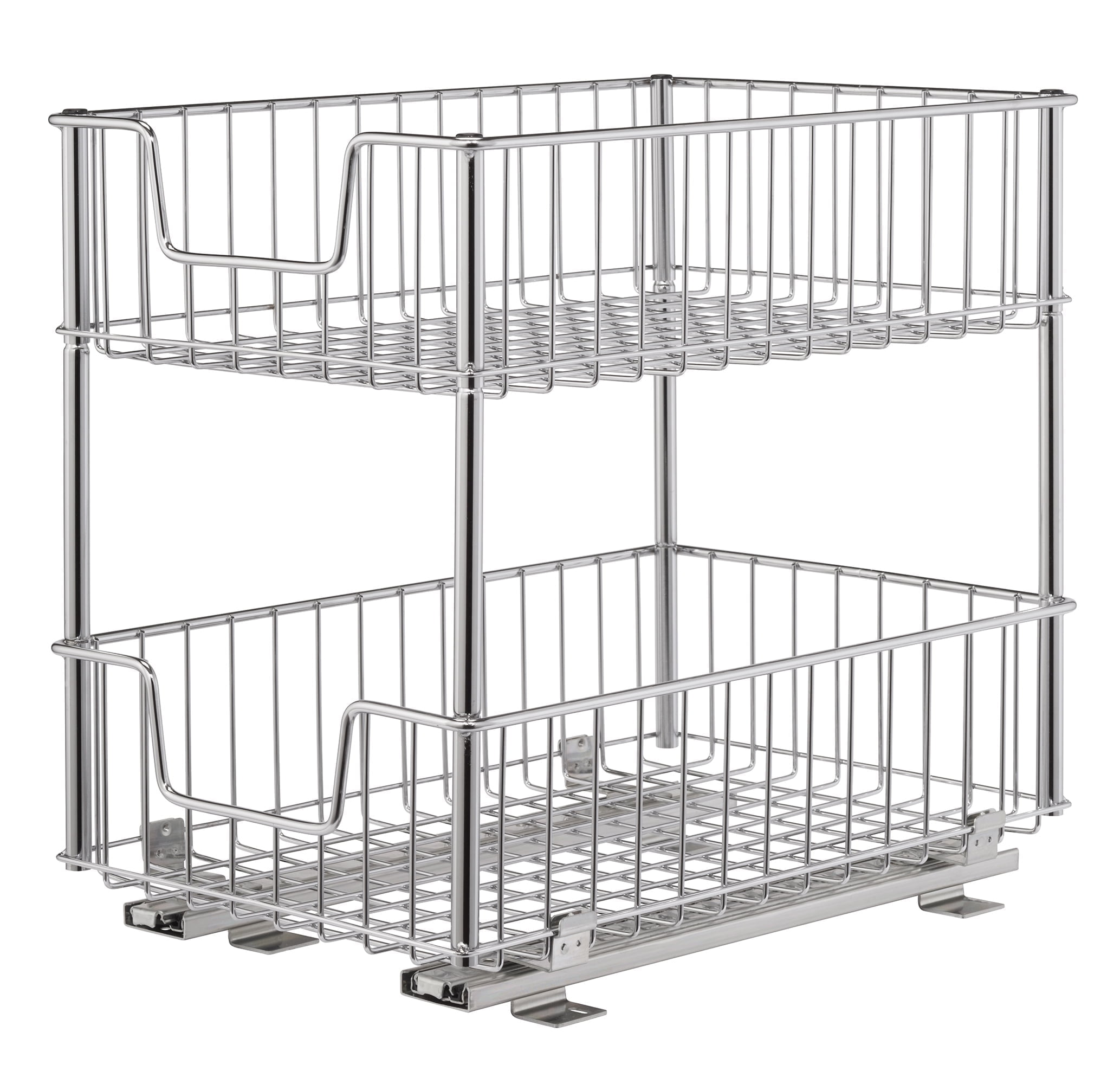 Chrome 2-Tier Sliding Undercabinet Organizer for Kitchen and Bathroom