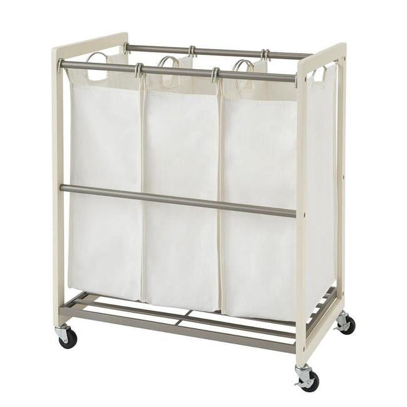 White Pine 3-Compartment Rolling Laundry Sorter