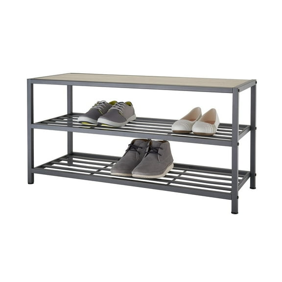 TRINITY 3-Tier Shoe Bench - Slate Gray