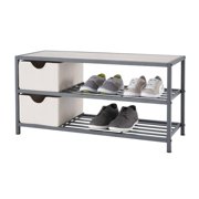 TRINITY 3-Tier Shoe Bench w/ Baskets - Slate Gray