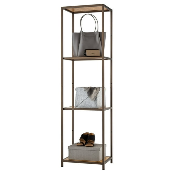 TRINITY 4-Tier 15x20x72 Bamboo Shelving Tower - Bronze Anthracite