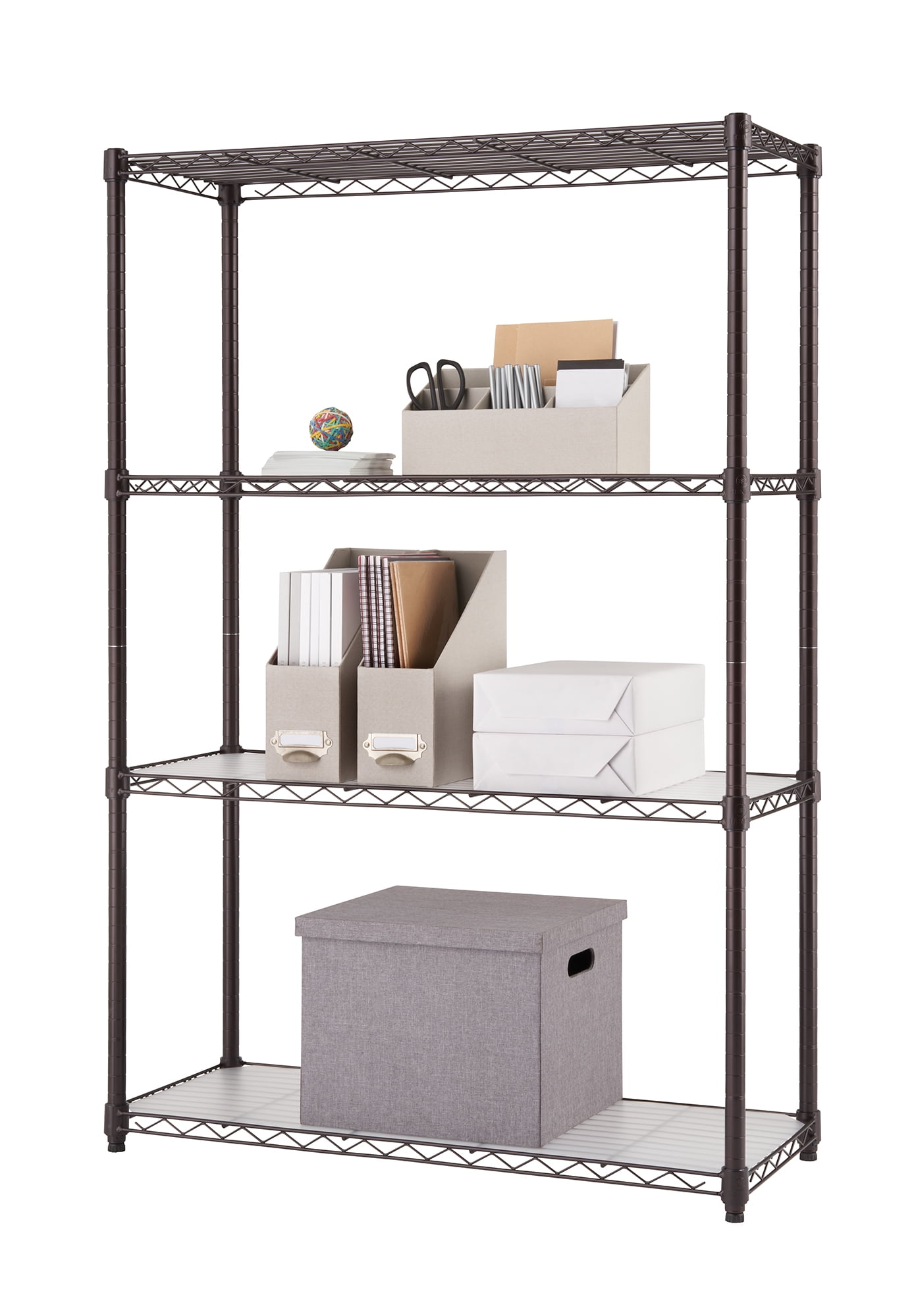 Dark Bronze 4-Tier Steel Wire Shelving Unit with Liners