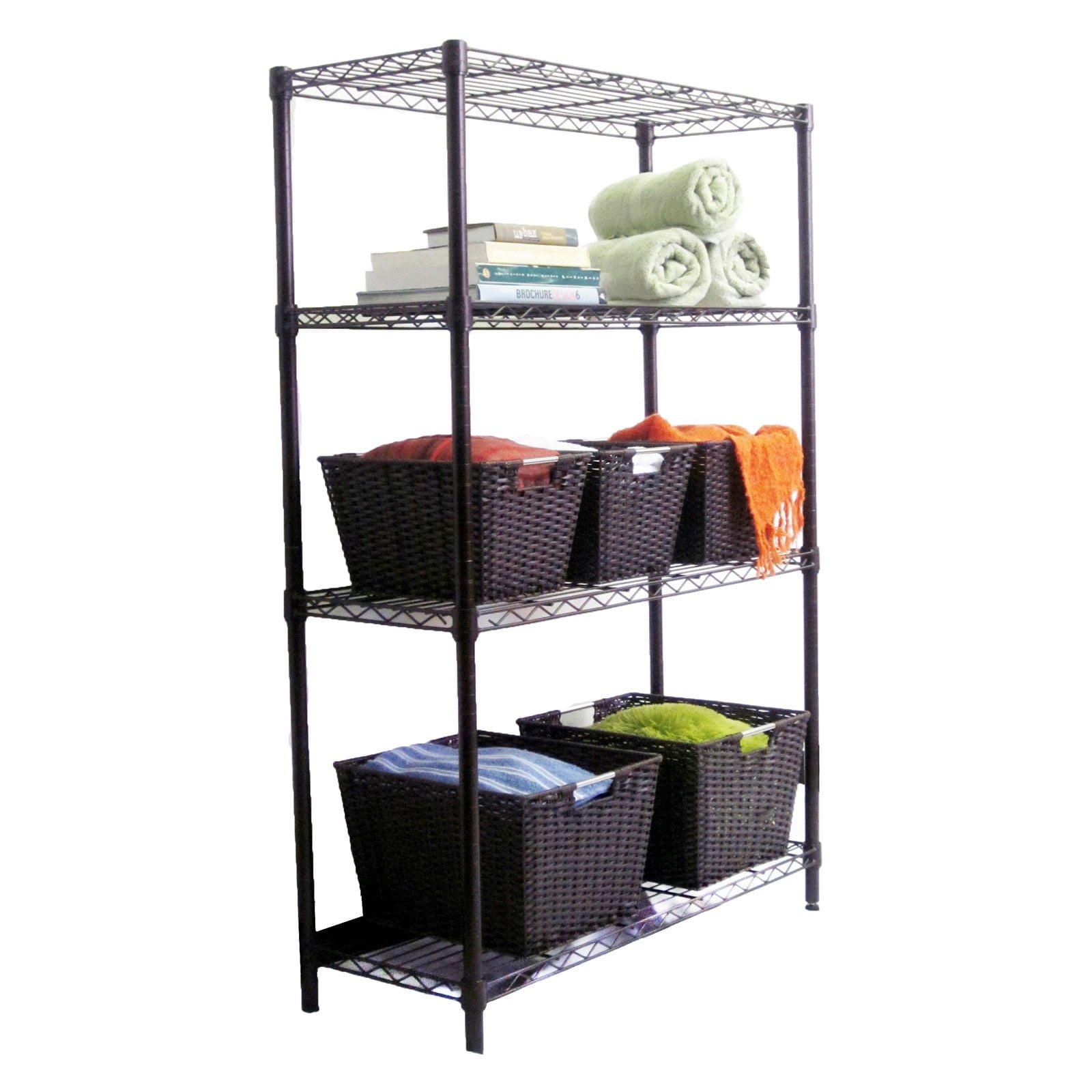 Industrial Black 4-Tier Adjustable Steel Wire Shelving Unit
