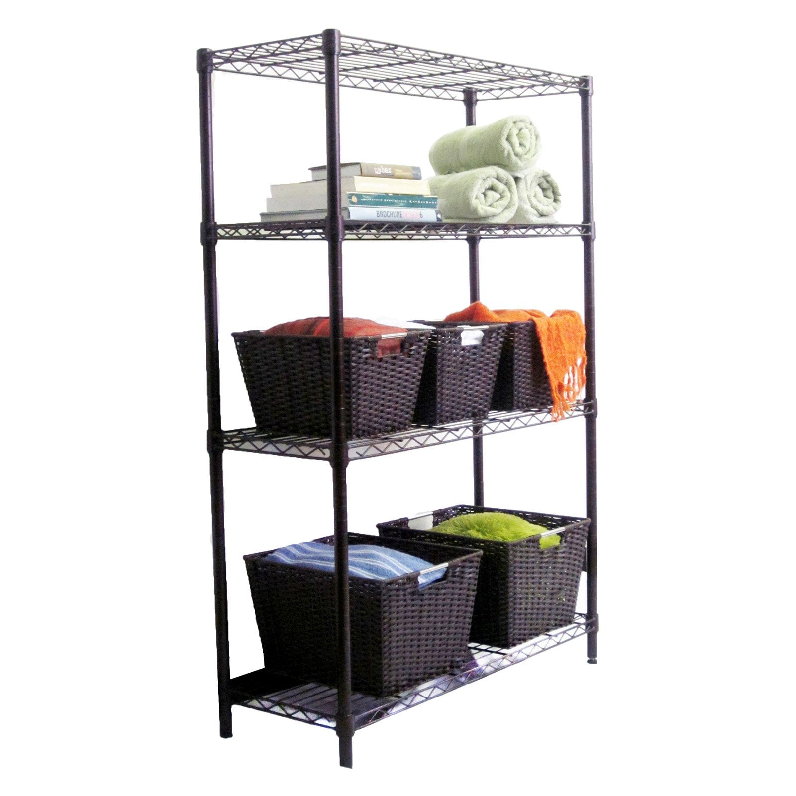 Industrial Black 4-Tier Adjustable Steel Wire Shelving Unit