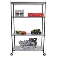 thumbnail image 1 of TRINITY 4-Tier NSF Commercial Wire Shelving Rack w/ Wheels and Liners, 48x18x72 - Black, 1 of 5