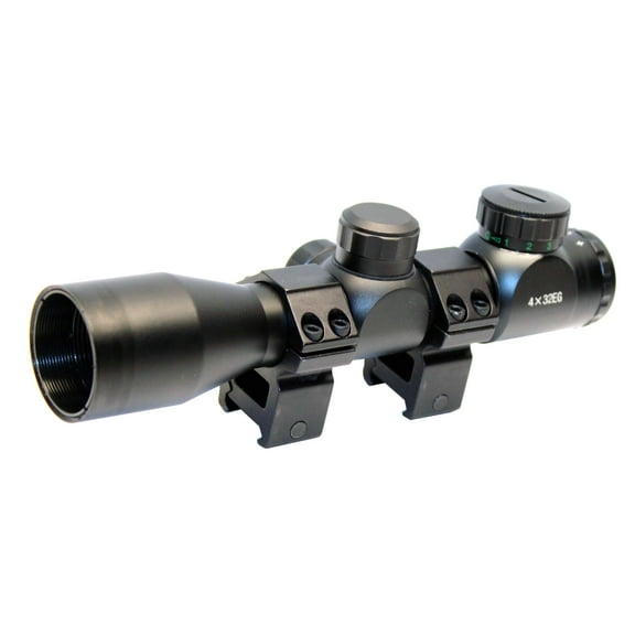 TRINITY 4x32 Illuminated Red Green Mil-Dot Hunting Scope Weaver Mount Rings Black
