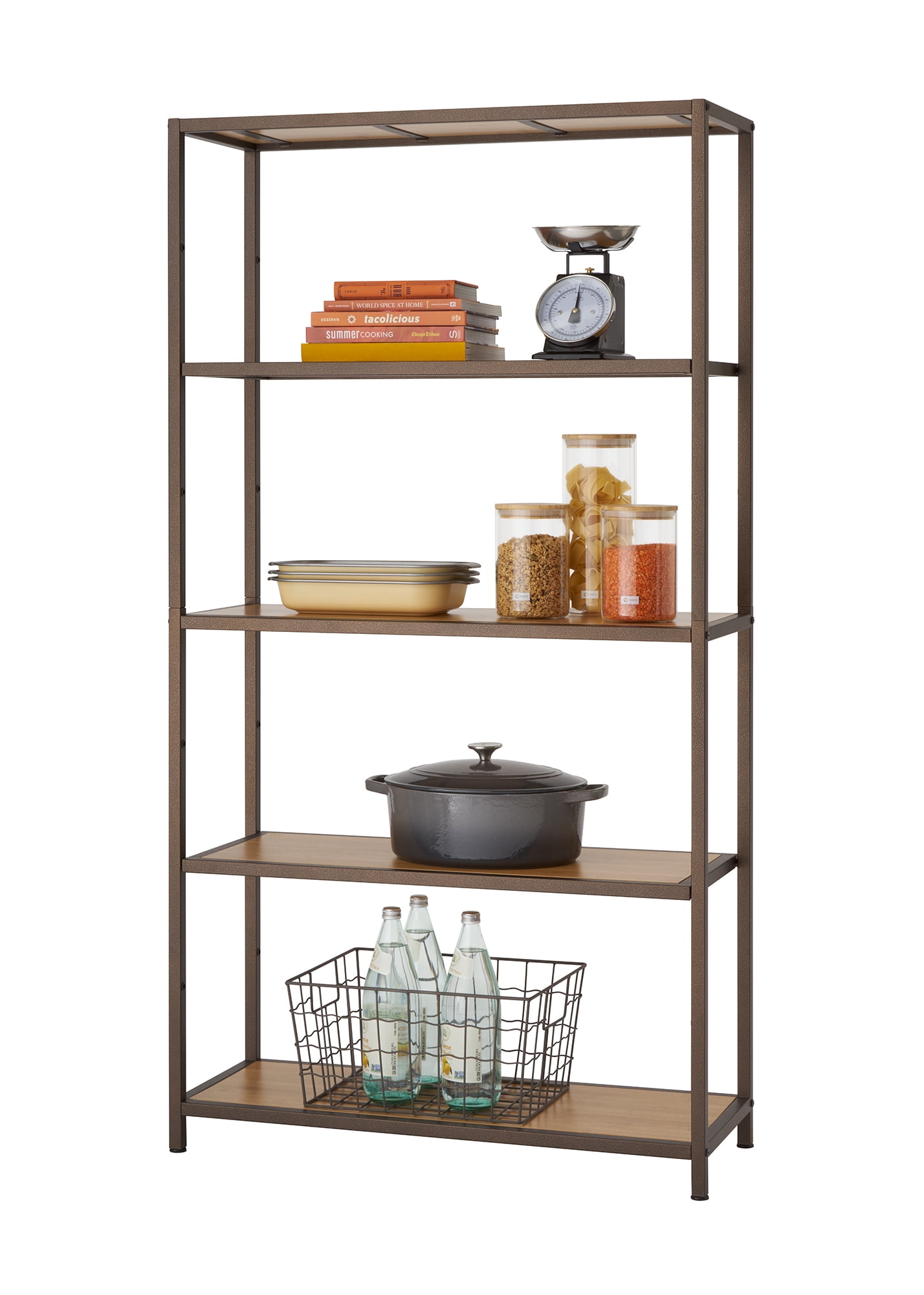 Bronze Anthracite 5-Tier Adjustable Bamboo Shelving Unit