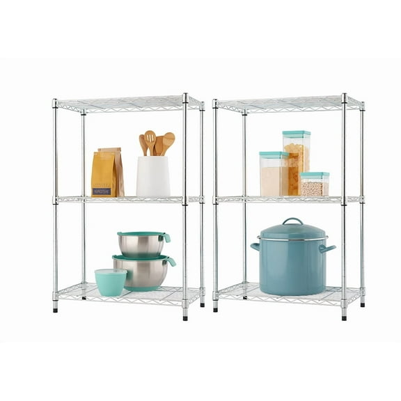 TRINITY BASICS 3-Tier NSF 23.2"x13.4"x35.6" Wire Shelving Rack (2 Pack) - Chrome