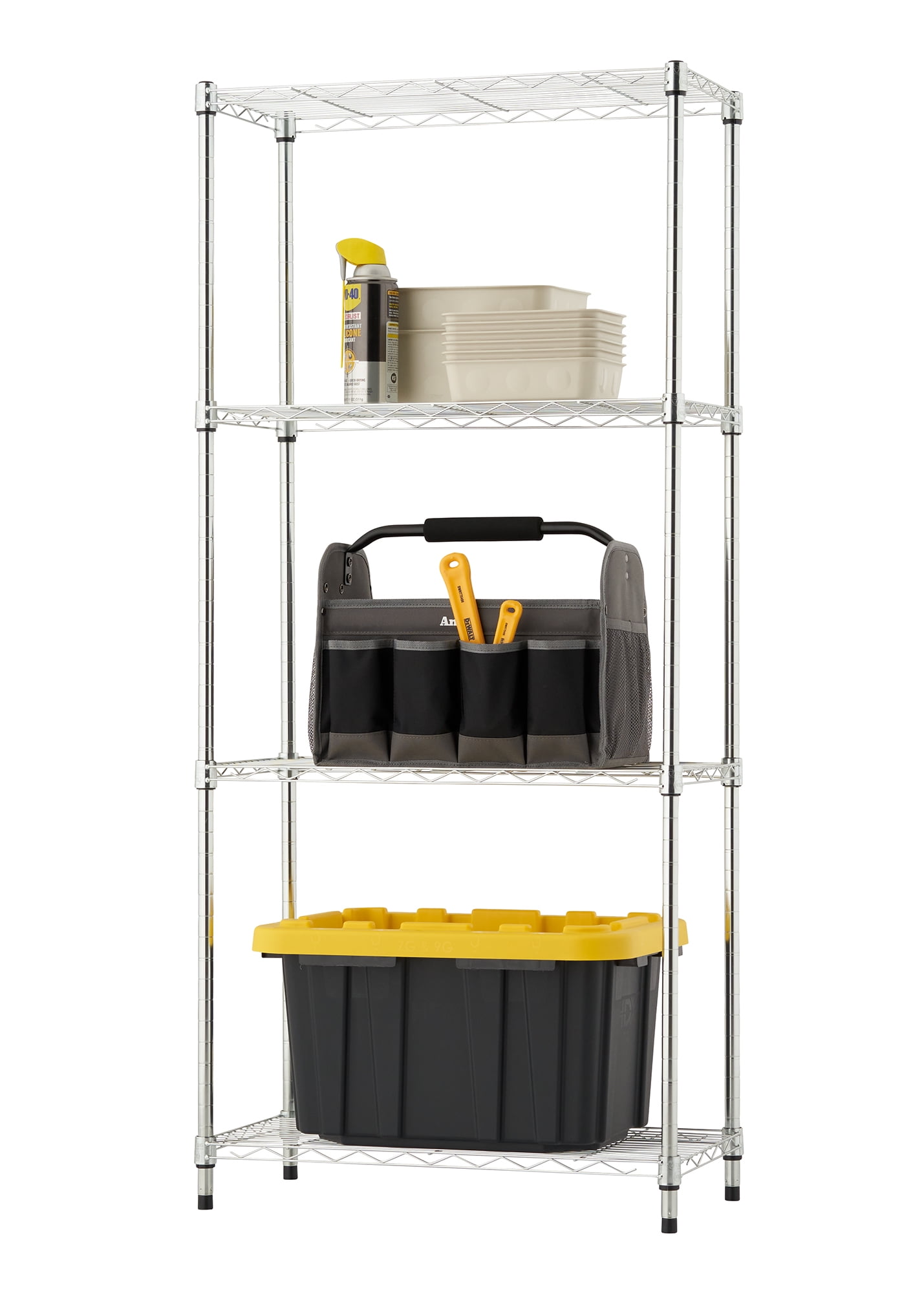 TRINITY BASICS EcoStorage® 4-Tier NSF 24"x12"x53.5" Wire Shelving Rack / Chrome
