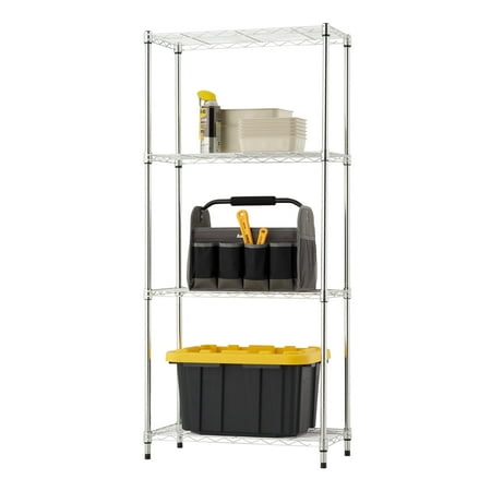 TRINITY BASICS EcoStorage® 4-Tier NSF 24"x12"x53.5" Wire Shelving Rack / Chrome