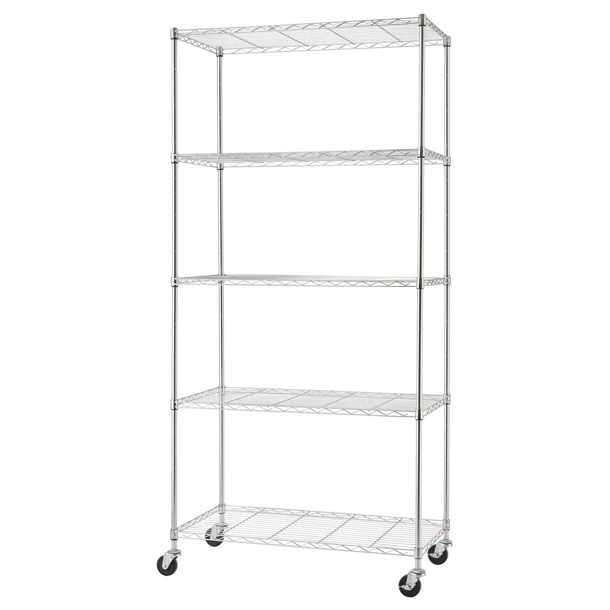 EcoStorage Chrome 5-Tier Adjustable Utility Wire Shelving with Wheels