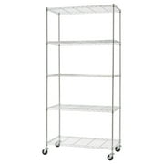 TRINITY BASICS EcoStorage 5 Tier Adjustable Wire Shelving w/ Wheels, Chrome