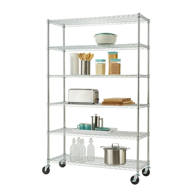 TRINITY BASICS® EcoStorage® 6Tier 48x18x72 Wire Shelving w/ Wheels
