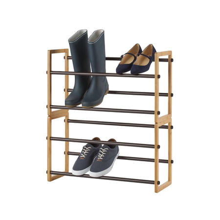 TRINITY Basics 2-Shelf Expandable Shoe Rack, Bamboo (2-Pack)