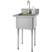 TRINITY Basics Stainless Steel Utility Sink w/ Faucet | NSF Certified.