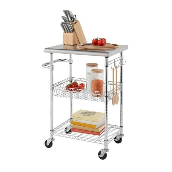 TRINITY EcoStorage 24" Stainless Steel Kitchen Cart, NSF - Chrome