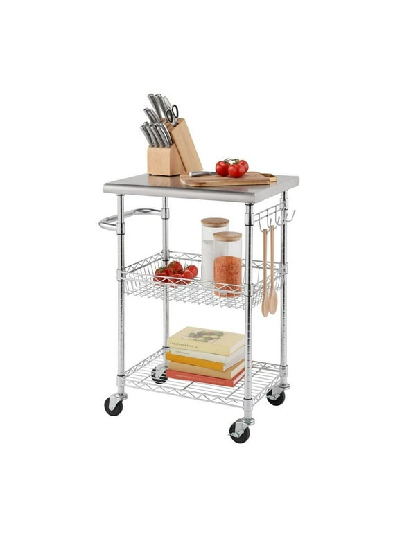 TRINITY EcoStorage® 24" Stainless Steel Kitchen Cart, NSF - Chrome