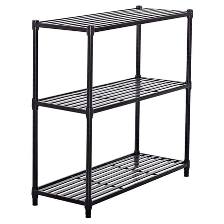 TRINITY 36"W x 14"D x 35"H 3-Shelf Slat Shelving Unit, 1050 lb Capacity, Dark Bronze