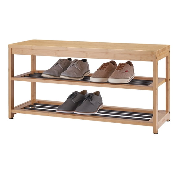 TRINITY EcoStorage® | 3-Tier Bamboo & Metal Shoe Rack | Bronze