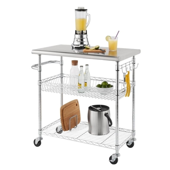 TRINITY EcoStorage® 34" Stainless Steel Kitchen Cart, NSF - Chrome