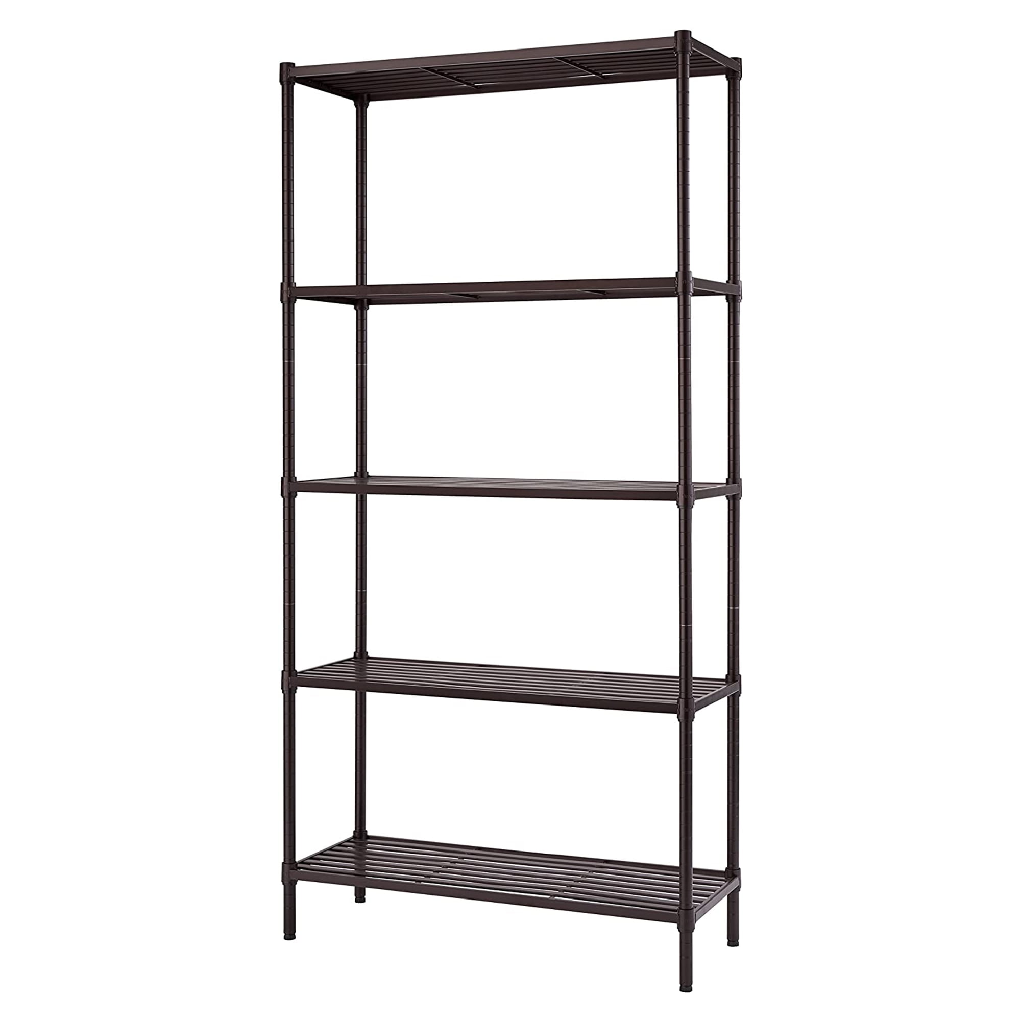 EcoStorage 5-Tier Black Adjustable Slat Wire Shelving Unit