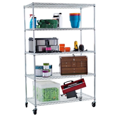 TRINITY EcoStorage® 5-Tier Commercial Wire Shelving Rack, 48x24x72 - NSF