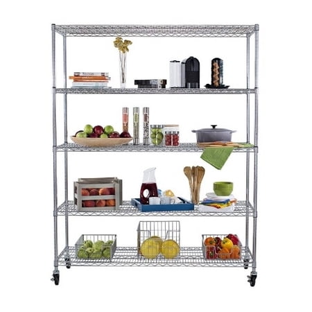 TRINITY EcoStorage® 5-Tier Commercial Wire Shelving Rack, 60x24x72 - NSF