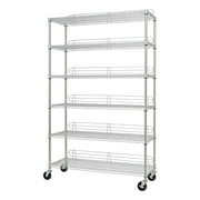 TRINITY EcoStorage 6 Tier Adjustable Wire Shelving with Wheels, Chrome