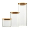 thumbnail image 1 of TRINITY Large Glass Canisters w/ Bamboo Lid - Set of 3, 1 of 8