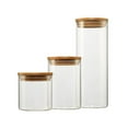 thumbnail image 1 of TRINITY Small Glass Canisters w/ Bamboo Lid - Set of 3, 1 of 8