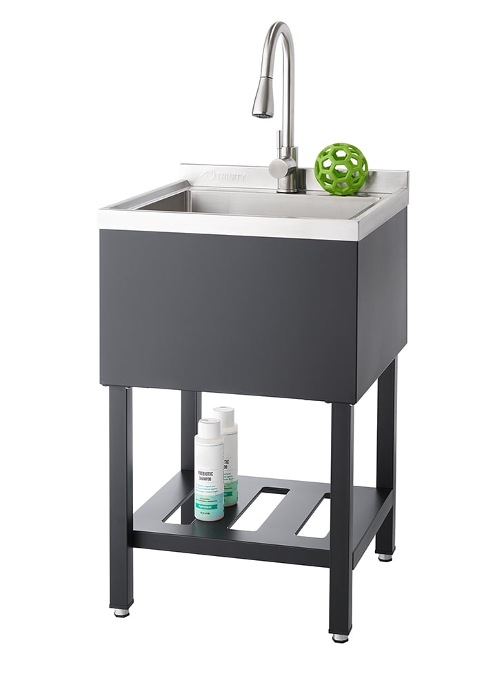 TRINITY Stainless Steel Freestanding Single Bowl Utility Sink For Garage, Laundry Roo, And - View #8